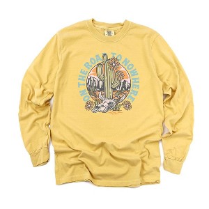 Simply Sage Market Women's On The Road To Nowhere Long Sleeve Garment Dyed Tee - 1 of 2