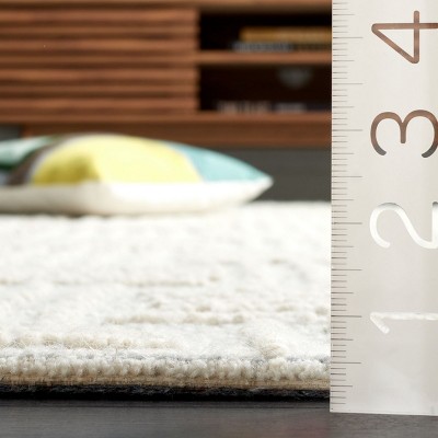 Ivory Tufted Handmade Wool 6' x 6' Square Area Rug