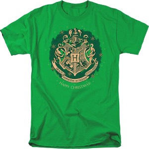 Harry Potter Happy Christmas! Adult T-Shirt Kelly Green - 1 of 4