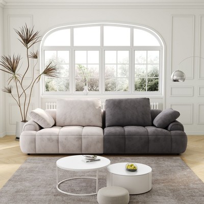 NicBex Couches for Living Room 86.6" Large Loveseat Sofa Upholstered Couch Soft Sponges Modern Designs Sofa with 4 Cozy Cushions, Beige with grey
