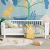 Whisen Twin Size Wood Platform Bed, Low Profile Twin Bed with Rails for Girls and Boys - White - 3 of 4