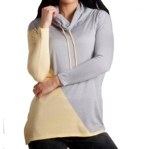 Women's 2-Tone Draw String Cowl Neck Pullover - ANGEL - 1 of 2