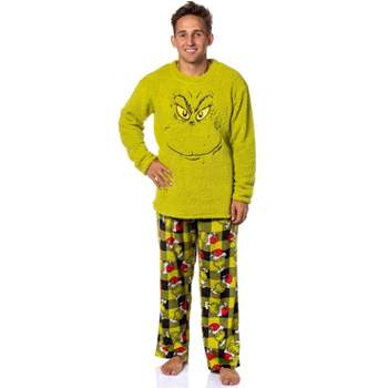 Dr. Seuss The Grinch Santa Plaid Plush Fleece Pajama Sleep Set