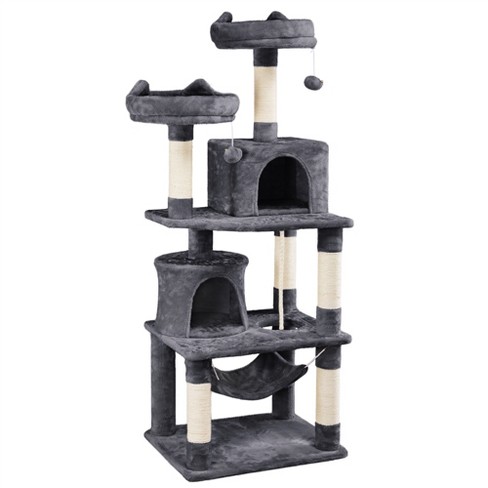 6 Levels Tall Cat Tower for Large Cat with Kittens Condo Lesure Large Cat Tree for Indoor Cats 57 Inches Scratching Post and Hammock 