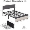 Simple Bed Full Size, Platform Bed with Linen Upholstered Headboard and Footboard Sturdy Steel Slat Bed Mattress Foundation Enough Space for Storage - 2 of 4