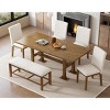 6 PCS Farmhouse Dining Set, Dining Set with Extendable Table and 4 Chairs and 1 Bench, Upholstered Chairs and Bench with Cushions-Coolbibila - 3 of 4