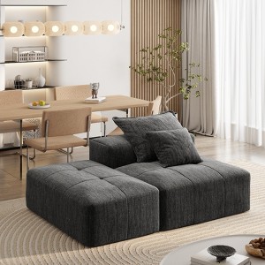 Whisen Modern Oversized Modular Sectional Sofa with 2 Ottoman, 2 Seat Sparkling Chenille Fabric and 4 Pillows, 4-Piece DIY Combination - 1 of 4