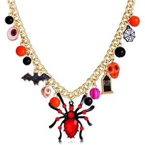 Halloween Pumpkin Pendant Necklace Witch Cat Charms Necklace Party Ghost Long Chain Necklaces for Women - 1 of 4