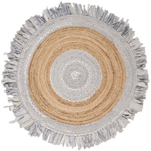 Cape Cod CAP701 Handmade Woven Area Rug - Light Grey/Natural - 4' X 4'  Round - Safavieh - 1 of 3