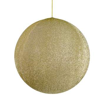 Northlight Tinsel Inflatable Christmas Ball Ornament Outdoor Commercial Decoration - 19.5" - Gold