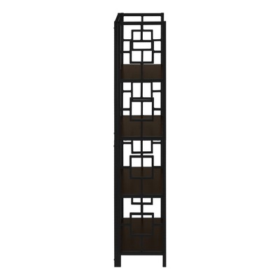 62" Espresso and Black Metal 4-Tier Adjustable Bookcase
