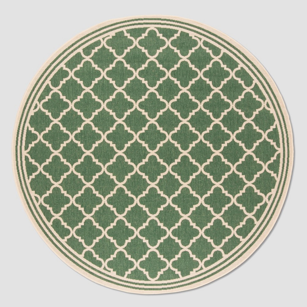 6'7in Round Dorotha Outdoor Rug Green/Cream - Safavieh