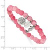 Chisel Stainless Steel Seahorse and Tree of Life Dangles 6mm Pink Jade Beaded 6.25" Stretch Bracelet - 3 of 4