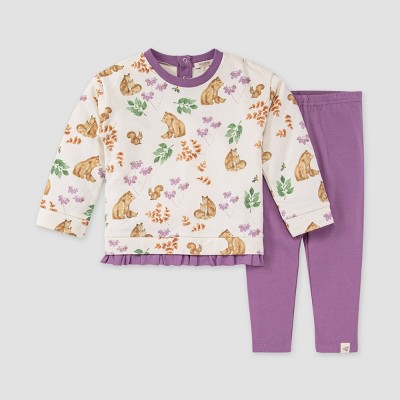 Burt's Bees Baby® Baby Forest Stories French Terry Tunic & Leggings Set - Mauve 0-3M