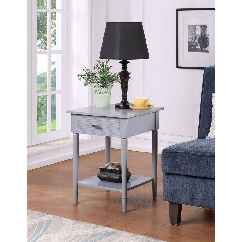 Amy 1 Drawer End Table with Shelf Gray - Breighton Home, 2 of 9
