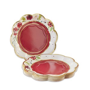 Kate Aspen Burgundy Blush Floral 7 in. Premium Paper Plates (Set of 64) | 28519NA - 1 of 4