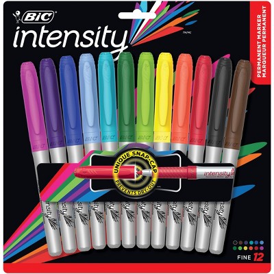 BIC Intensity Permanent Marker, Fine Tip, Assorted Colors, set of 12