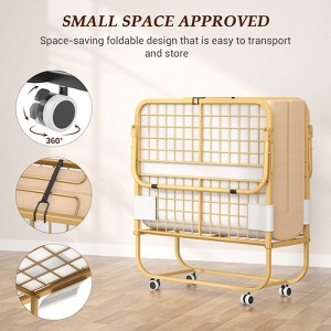 Aheaplus Folding Bed with Mattress, Rollaway Bed with Metal Frame - 1 of 4