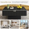 31.6" Modern Square Fluted Coffee Table with Thick Top and Pedestal Base, Black Minimalist Center Table for Living Room -3irtyhousy - 2 of 4