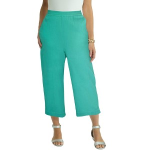 Jessica London Women's Plus Size Gauze Wide Leg Crop Pant - 1 of 3