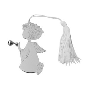 Slickblue Holiday Angel Ornament with Bell - Non-Tarnishing Nickel, White Tassel, Christmas Tree Décor - 1 of 3