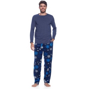 Ashford & Brooks Men's Jersey Knit Long-Sleeve Top and Mink Fleece Bottom Pajama Set - 1 of 4