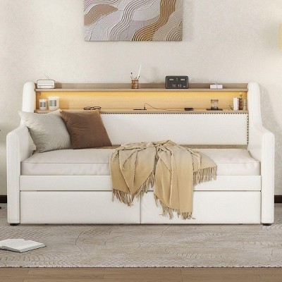 Streamdale Twin Daybed with Drawers, Charging Station, LED Lights, and Storage