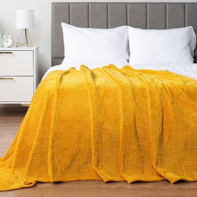 Mustard Yellow Twin Fleece Throw Blanket