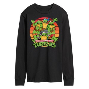 Men's - Teenage Mutant Ninja Turtles - Retro Sunset Circle Long Sleeve Graphic T-Shirt - 1 of 4
