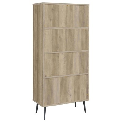 Maeve 70" Mid Century Modern Gray Wood Bookcase with Drawers