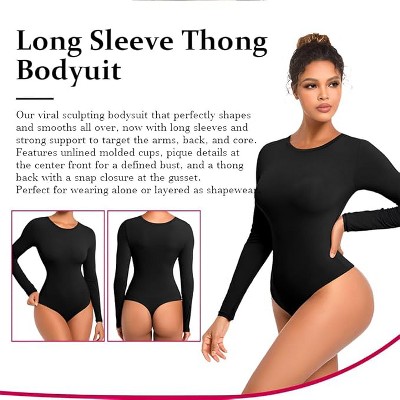 Sol Living Women's Bodysuit Seamless Casual Going Out Top Shirt Breathable Tops Tummy Control Shapewear Stretchy Basic Body Suits T Shirt Crew Neck