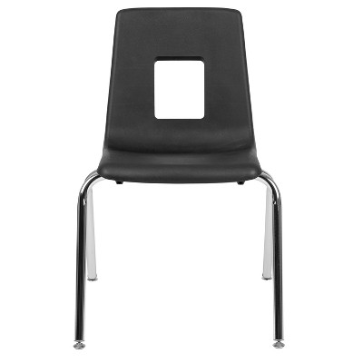 Black Metal and Plastic Armless Stacking School Chair