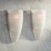 Possini Euro Design Modern Wall Light Sconces Set of 2 White Striped Glass Pocket Hardwired 13 1/4" High Fixture Bedroom Bathroom - 2 of 4