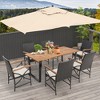 Costway 7 PCS Patio Rattan Dining Set Acacia Wood Table 6 Wicker Chairs with Umbrella Hole - 2 of 4