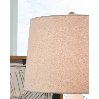 White Ceramic Table Lamp Set with Beige Empire Shade and 3-Way Switch