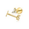 Pure Collection by Ross-Simons Diamond-Accented 3-Stone Flat-Back Stud Earrings in 14kt Yellow Gold - 3 of 4