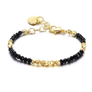 Guili Elegant 14K Gold Plated Bracelet for Kids with Black or Red Patterned Mineral Beads – A Colorful and Timeless Accessory - 1 of 3
