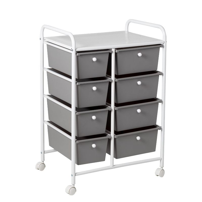 Honey-Can-Do 8 Drawer Rolling Cart White/Gray, 1 of 10
