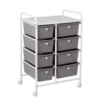 Honey-Can-Do 8 Drawer Rolling Cart White/Gray