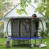 GDFStudio Shaco Outdoor/Indoor Steel Ladder Round Trampoline with Enclosure and Basketball Hoop - 2 of 4