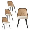 Rattan Back Dining Chair Set of 2,Double Upholstered Boucle Kitchen Dining Chair With Metal Legs,Indoor Furniture-Tanpinhause - 2 of 4