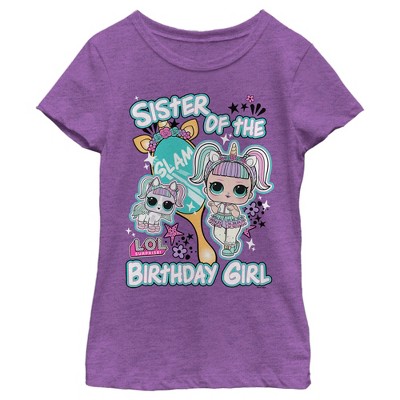 Girl's L.O.L Surprise Sister of the Birthday Girl Unicorn T-Shirt