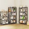 SKONYON 5-Tier Storage Shelves, Foldable Metal Shelving Units for Garage Kitchen Bakers, Collapsible Organizer Rack, Heavy Duty on Wheels - 3 of 4