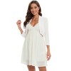 Women's short-sleeved fitted cardigan - three-quarter sleeves, buttoned front, cardigan, suitable for casual layering use - 2 of 4
