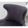 Velvet Contemporary Accent Chair with Nailhead Trim and Button-Tufted Curved Back - 2 of 4