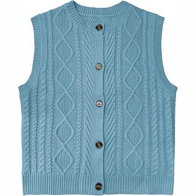 Clearlove Kid Girls Sweater Vest Sleeveless Button Down Knit Cardigan School Uniform Sweater Vest Top