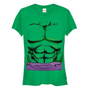 Juniors Womens Marvel Halloween Hulk Classic Costume T-Shirt - 1 of 3