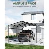 13' x 16' x 10' heavy-duty metal carport with 27-gauge steel roof and 18-gauge frame; ideal for cars, boats, trucks, and tractors; weighs 460 lbs. - 2 of 4
