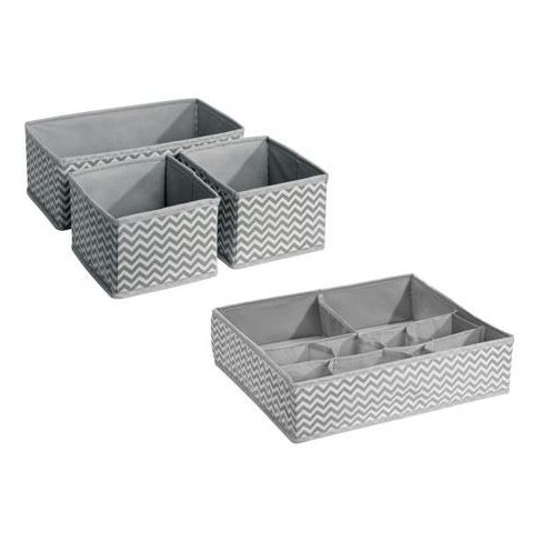Interdesign Chevron Fabric 4 Piece Nursery Drawer Or Changing