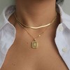 Adornia 14k Gold Plated Pave Tag Pendant and Herringbone Chain Necklace Set - 2 of 4